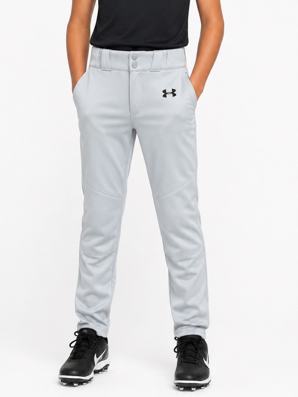 Under Armour Youth Loose Baseball Heatgear Pants Boy’s L Gray Athletic Sports